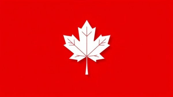 Bold white maple leaf on a red background