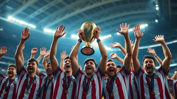 LHSAA state title victory celebration by football team.