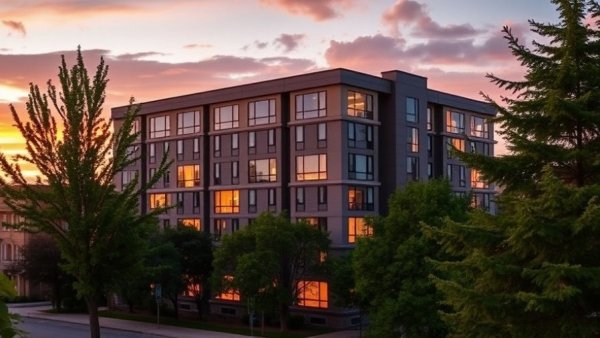 Modern affordable senior housing in Pembroke Park at sunset