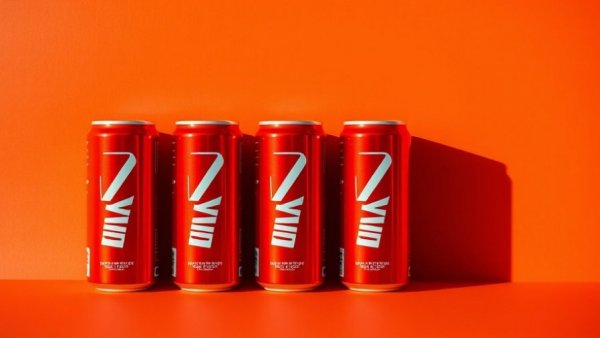 Bright red energy drink cans on orange surface, energy drinks and stroke risk.