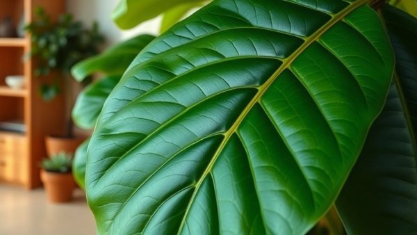 Healthy fiddle leaf fig plant indoors, modern minimalist setting.