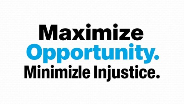 Integrating Medicare and Medicaid: Maximize opportunity and minimize injustice slogan on patterned background.