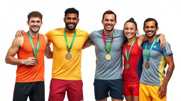 Four athletes celebrating with medals at Thailand SEA Games Karate.