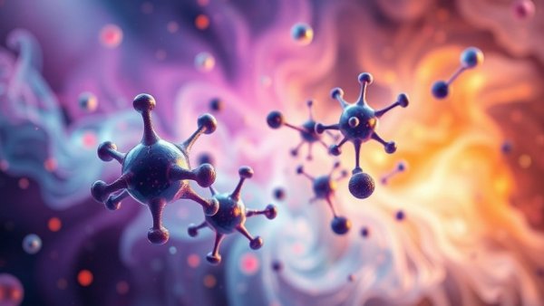 Abstract molecular concept representing long COVID treatment options.