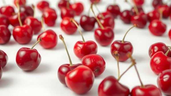 Juicy red cherries on white background, foods that help you sleep.