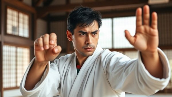 Martial arts student practicing kata in a Gurnee dojo.