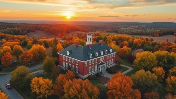 Tarco Institute for Real Estate and Entrepreneurship campus aerial view at sunset.