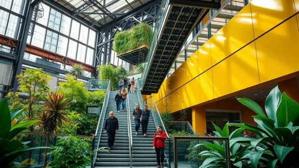 Modern architecture with ASLA Landscape Architecture 2040 Commitment focus, sleek staircase.