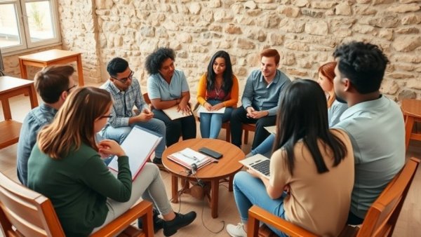 People discussing language attrition in Cameroon, collaborative setting.