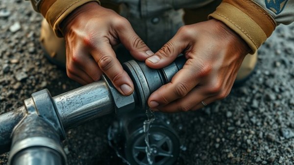 Worker connecting pipes for Michigan water infrastructure improvements.