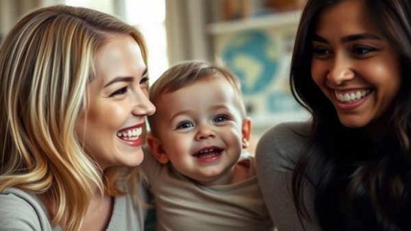 Happy young women and child embracing, Michigan kidney donation moment.