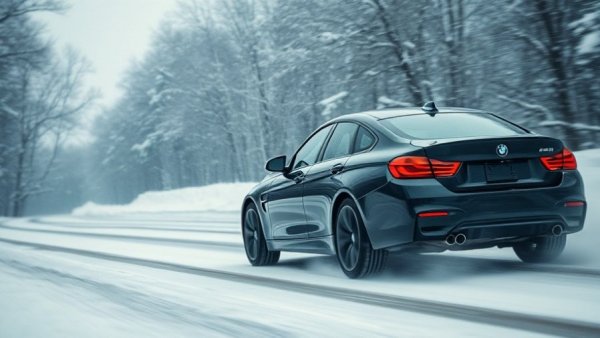 Winter road trip in Michigan with snow-covered landscape.