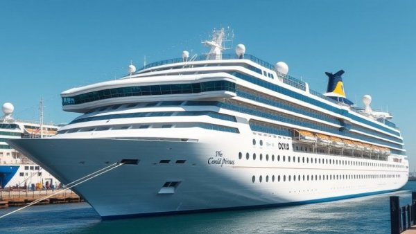 The Covid Princess cruise ship docked in port, highlighting cruise ship death risks.