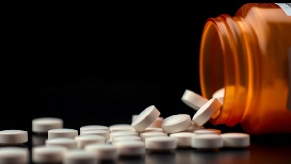 Prescription pills for high blood pressure spilling from orange bottle.