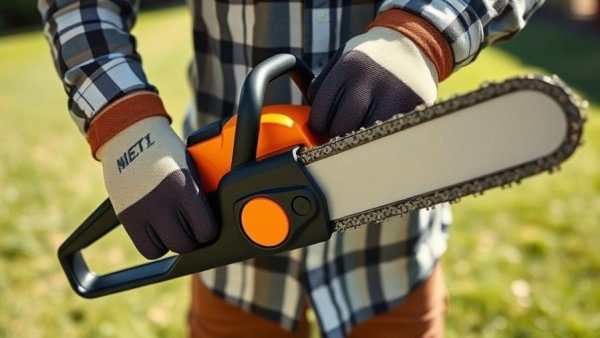 Person holding affordable mini chainsaw for lawn care.