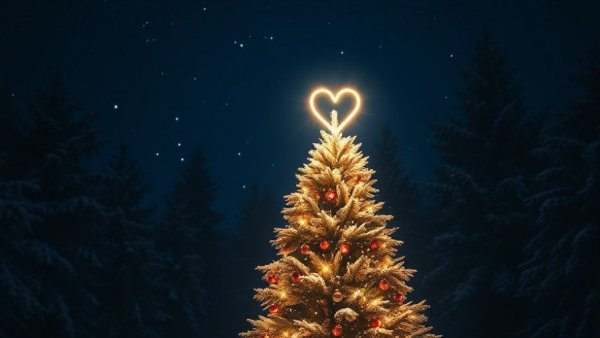 DJ Rauny Under The Tree glowing heart scene with snowy trees.