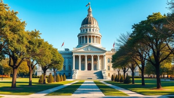Michigan State Capitol, historical architecture under clear sky