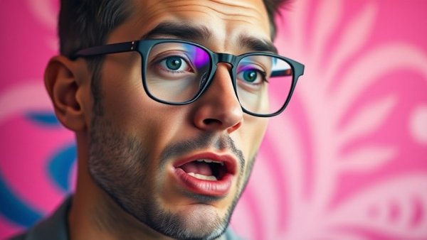 Confident man discussing AI startup valuations correction, vibrant background.