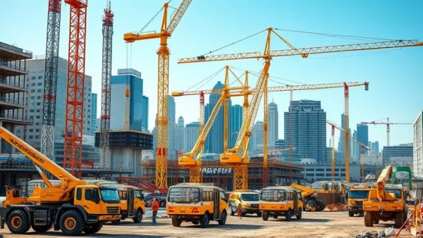 Michigan construction equipment expansion in dynamic cityscape.