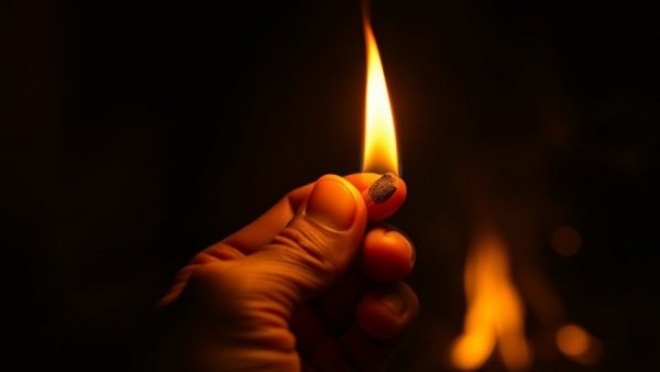 Close-up of hand with lit match, contextualizing arson concept in insurance schemes.