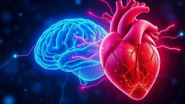 Link between depression, anxiety, and heart attack risk illustrated.