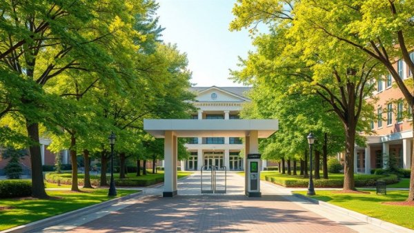 Grand entrance of University of Mumbai during the day.