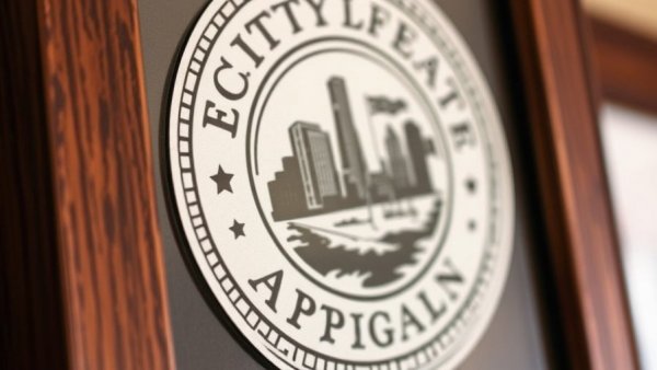 City of Saginaw seal, Michigan, close-up view, iconic emblem.