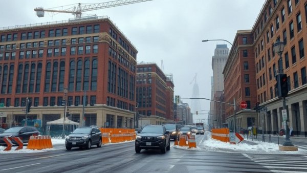 Michigan transportation construction updates on busy street.