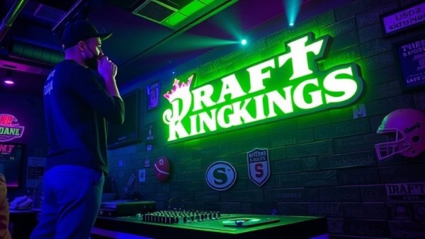 DraftKings sign at vibrant nightclub event, prediction markets in sports betting.