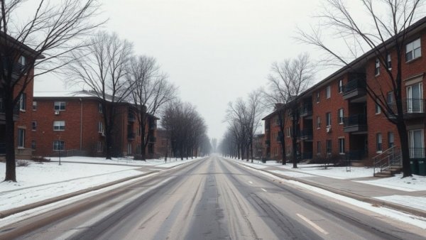 Flint apartment buildings under overcast skies in winter 2025