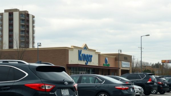 Kroger store exterior with parked cars, related to Salvation Army bell ringer Detroit.