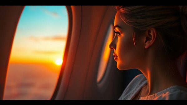 Passenger enjoys sunset views, make flying more comfortable.