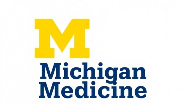 University of Michigan Medicine logo with yellow 'M' and blue text.