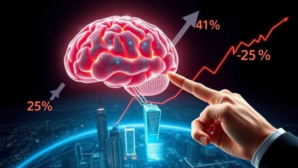 Futuristic illustration of AI investment bubble trends.