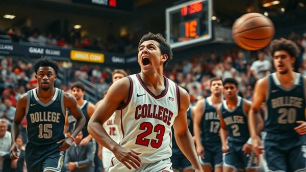 Local news coverage Detroit MI: college basketball game excitement.