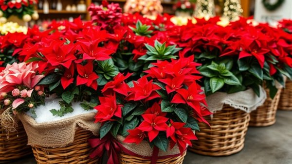 Christmas cactus alternatives: festive plant display with cyclamen and poinsettias.