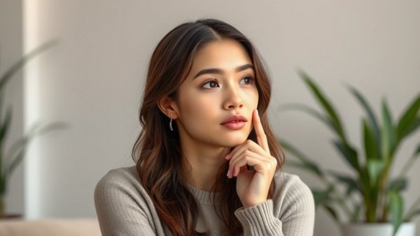 Confident young woman considering the nuances of dating as a female founder.