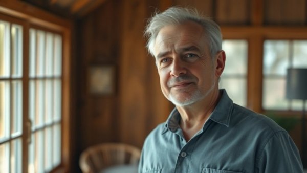 Middle-aged man indoors for Karate lessons Gurnee concept.