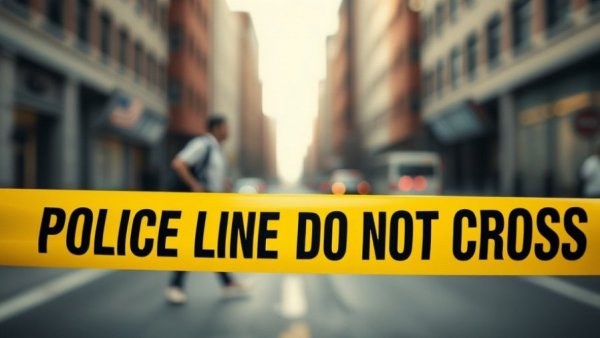 Police line tape at Detroit crime scene for local news coverage.