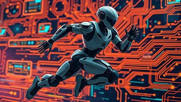 AI-powered sports injury prevention platform depicted as a running robot.