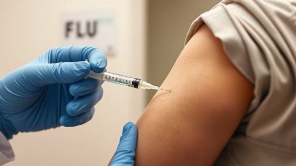 Close-up of flu vaccine administration following Michigan recommendations.