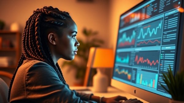 Woman analyzing data on computer in office for SAP Business AI Innovations Q4 2025.