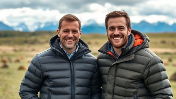 Smiling men in jackets in a natural setting, emphasizing biodiversity startups funding.