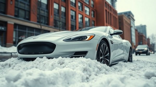 Car stuck in snow, emphasizing snow removal services in Muskegon.