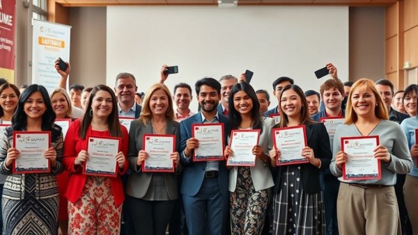 Martial arts class ceremony in Gurnee with award recipients.