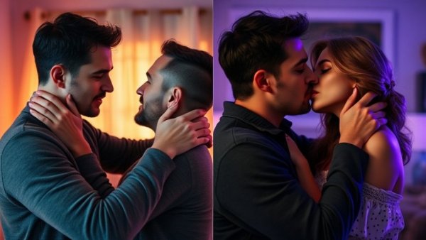 Contrasting intimate moments exploring why men are afraid of yearning.