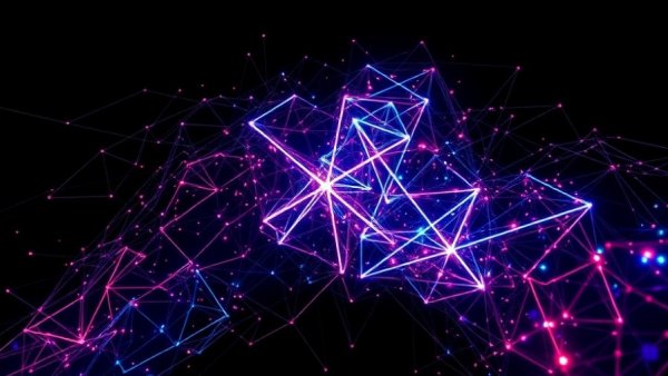 Abstract digital art depicting AI data control with vibrant geometric patterns.