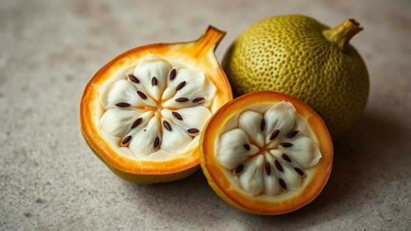 Close-up of monk fruit and seeds highlighting natural textures