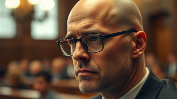 Serious man in courtroom, highlighting contractor fraud New Hampshire.