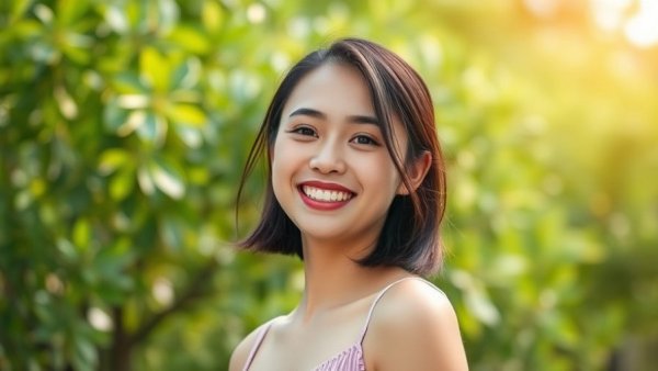 Serene image of young woman outdoors in Michigan.